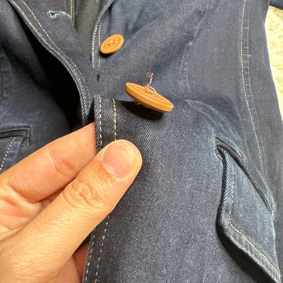 Lauren Ralph Lauren Denim Jacket Leather Collar Barn Jacket Lightweight Button - Picture 4 of 15